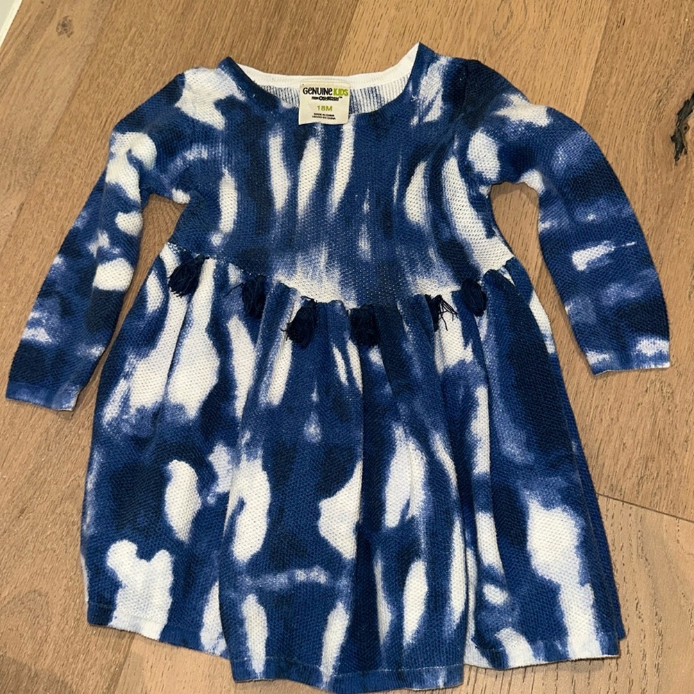 Navy and light blue tie dye dress